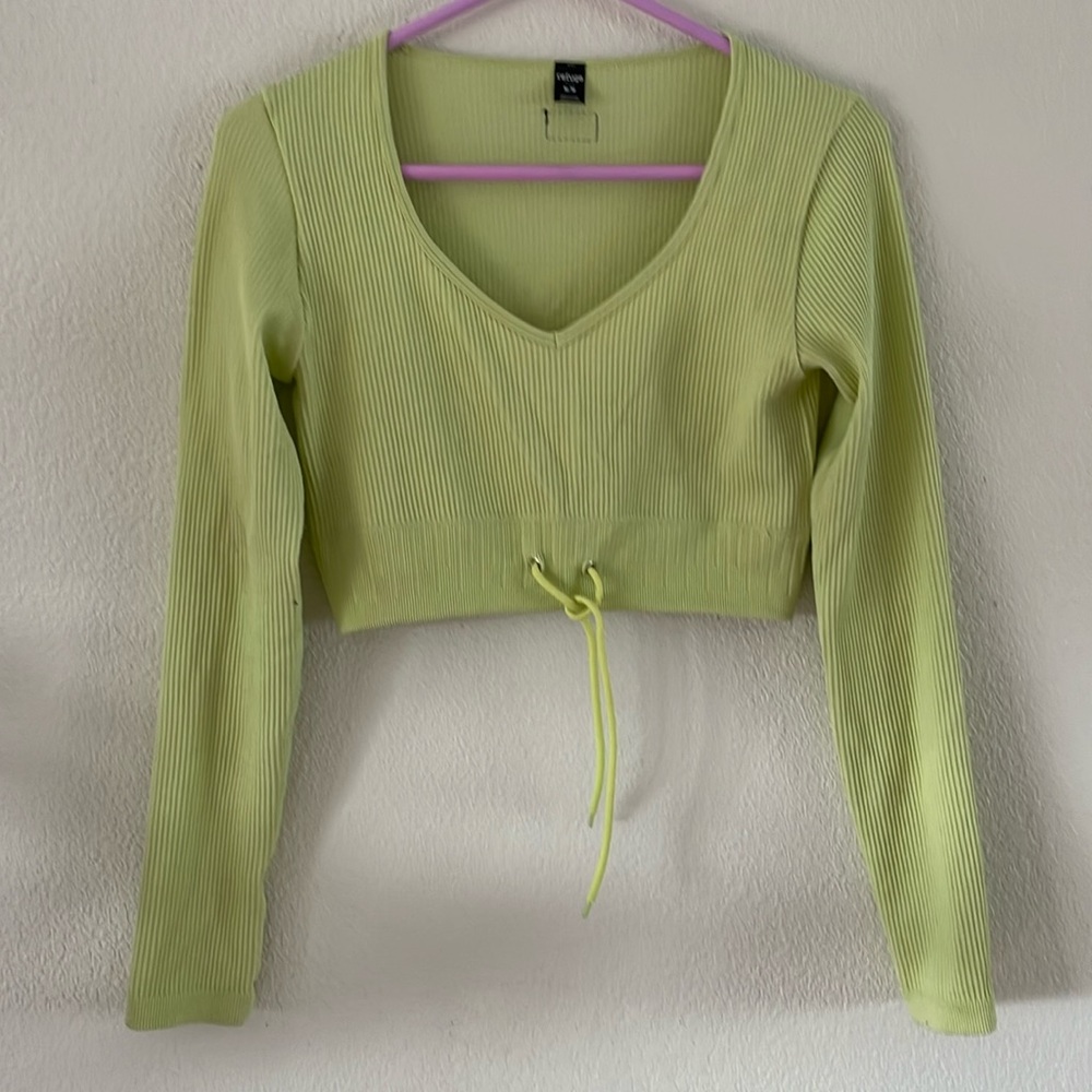 Refuge Green Long Sleeve Crossover Top